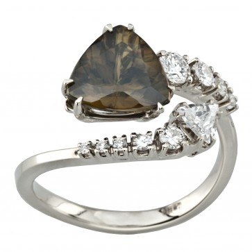 Каблучка з діамантами та кольоровим камінням 981-1947