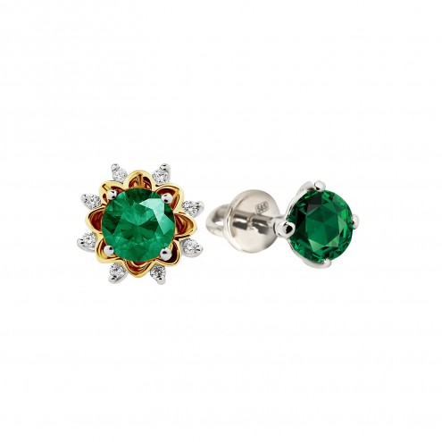 Сережки з діамантами та кольоровим камінням 382-1401