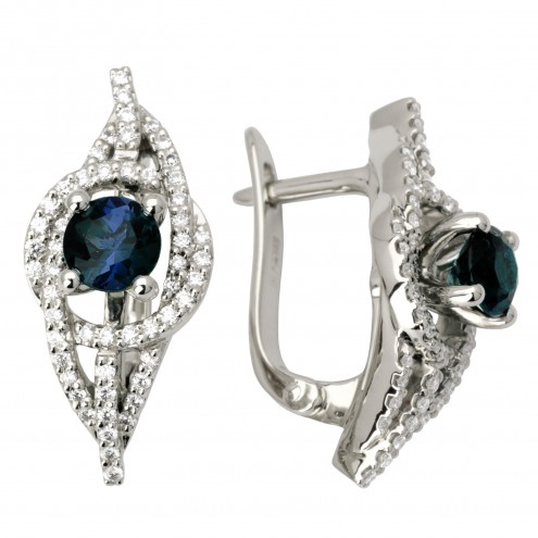 Сережки з діамантами та кольоровим камінням 982-0933