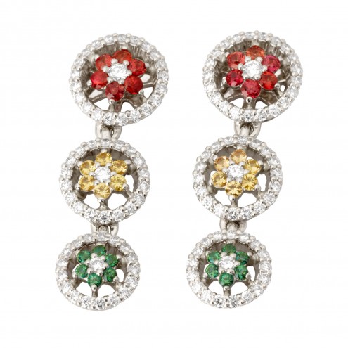 Сережки з діамантами та кольоровим камінням 982-0971