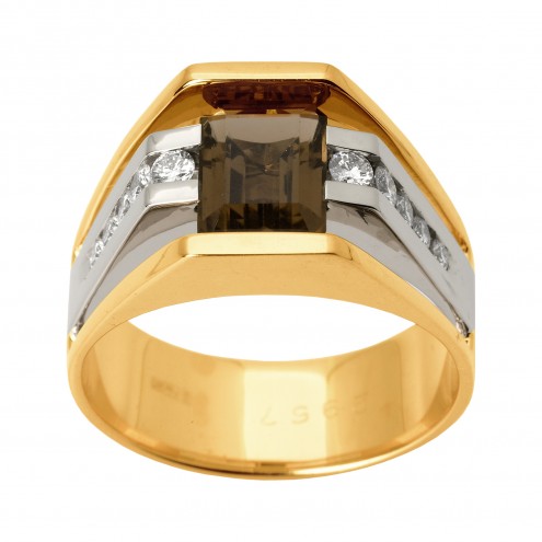 Перстень з діамантами та кольоровим камінням 881-1246