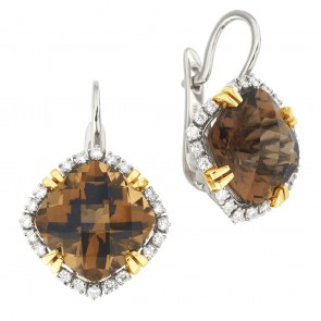 Сережки з діамантами та кольоровим камінням 382-1296