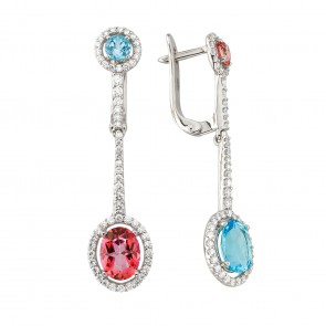 Сережки з діамантами та кольоровим камінням 982-1235